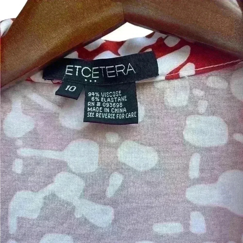 Etcetera Classic Faux Wrap Dress, EUC, Size 10 Orange & White